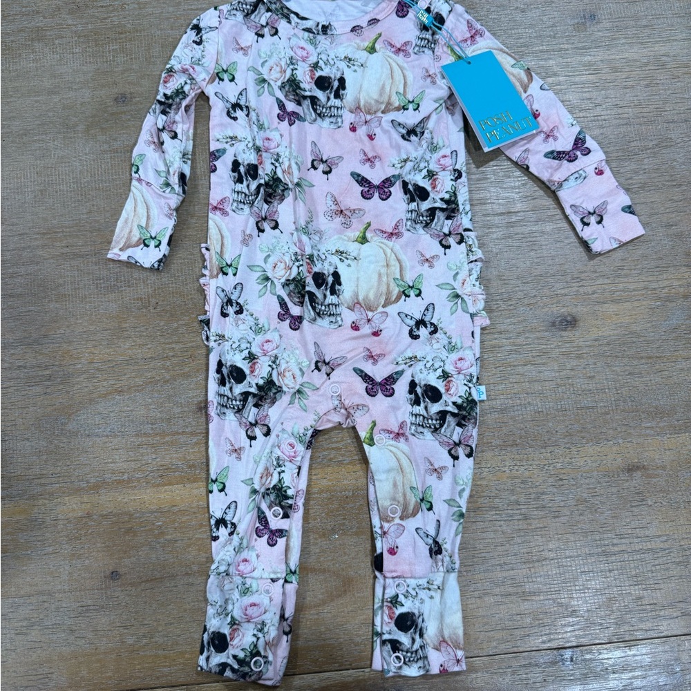 Posh Peanut Pink Floral Skull One Piece